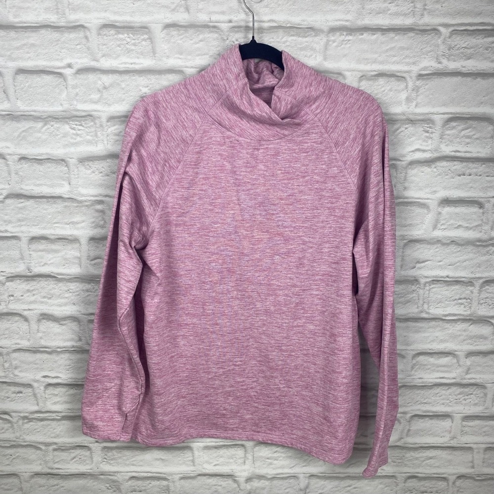 Apana Women's XL Pink Cowl Neck Activewear Pullover Tulip Hem Thumbholes